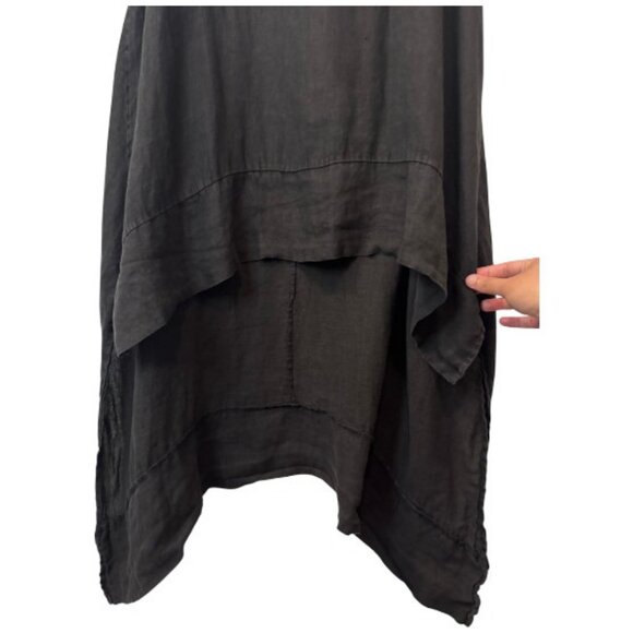 Vivian Shyu black linen asymmetrical high-low top size S/M - Picture 5 of 9